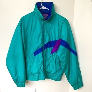 Vintage Sun Ice Ski Jacket Teal Purple Blue Bomber style Size 10